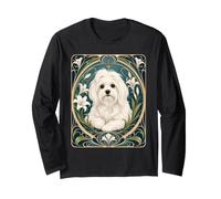 Portrait élégant de Chien Maltais Art Nouveau Manche Longue