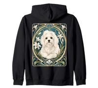 Portrait élégant de Chien Maltais Art Nouveau Sweat à Capuche