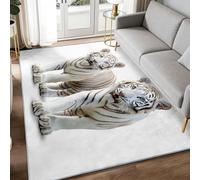 Portrait Épuré 140 x 200 cm Tapis de Chambre Doux Moquette, Surréalisme Imprimé Animal Tigre Lavable Antidérapant Tapis de Salon - Blanc Moquette pour Salle de Séjour Chambre d'enfant Salle de Jeu