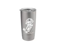 Portrait et signature Ludwig van Beethoven Gobelet isotherme en acier inoxydable double paroi