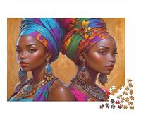 Portrait femme africaine Puzzle 1000 Pièces Avec Clic Parfait,Ensemble De Casse-tête En Puzzle puzzle De Développement Cognitif Pour Une Activité Intergénérationnelle,Passion Nature Et Faune 38x26cm/1