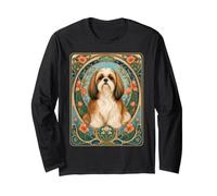 Portrait Floral de Chien Shih Tzu Art Nouveau Manche Longue