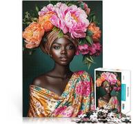 Portrait Floral d'une Femme Puzzle 1000 pièces pour Adultes Soulagement du Stress Décoration d'intérieur et Cadeaux Uniques 38x26cm