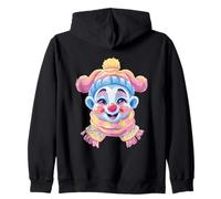 Portrait Graphique de Clown Souriant d'hiver Mignon de Cirque Sweat à Capuche