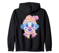 Portrait Graphique de Clown Souriant d'hiver Mignon de Cirque Sweat à Capuche