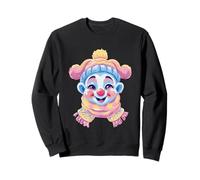 Portrait Graphique de Clown Souriant d'hiver Mignon de Cirque Sweatshirt