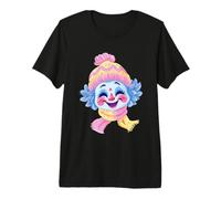 Portrait Graphique de Clown Souriant d'hiver Mignon de Cirque T-Shirt Haut de Gamme