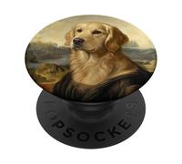 Portrait inspiré de Mona Lisa Golden Retriever PopSockets PopGrip Adhésif