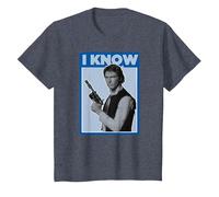 Portrait latéral de Star Wars Han Solo I Know T-Shirt, Enfant, Bleu Chiné, 12 Ans