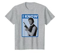 Portrait latéral de Star Wars Han Solo I Know T-Shirt, Enfant, Gris Chiné, 12 Ans