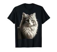 Portrait Majestueux Chat Poilu Regard Intense T-Shirt