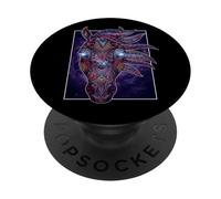 Portrait majestueux d'amant de Chevaux inspiré de la Galaxie Cosmique PopSockets PopGrip Adhésif