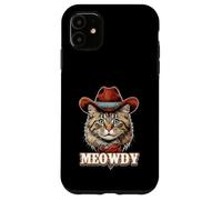 Portrait Meowdy Cat Cowboy Western Rodéo Pet Country Coque pour iPhone 11