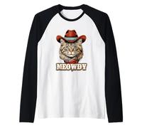 Portrait Meowdy Cat Cowboy Western Rodéo Pet Country Manche Raglan