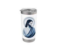 Portrait minimal de l'icône chrétienne sacrée de Jésus-Christ Gobelet isotherme en acier inoxydable double paroi