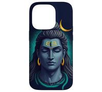 Portrait Minimal de Shiva Croissant de Lune Art Spirituel Coque pour iPhone 14 Pro