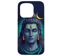 Portrait Minimal de Shiva Croissant de Lune Art Spirituel Coque pour iPhone 15 Pro