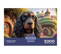 Portrait of A Tan Cocker Spaniel Dog 1000 Pcs Carton Extra-épais Lot de Puzzles Moss-Covered Cottages Stimulant Et Éducatif Jeu Familial Puzzles As Birthday Gifts 70x50cm/1000pcs