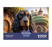 Portrait of A Tan Cocker Spaniel Dog 1000 Pièces Carton Premium Coffret De Puzzles Moss-Covered Cottages Stimulant Et Éducatif Jeu Familial Puzzles As Birthday Gifts 52x38cm/1000pcs