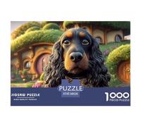 Portrait of A Tan Cocker Spaniel Dog 1000 Pièces Carton Premium Lot de Puzzles Moss-Covered Cottages Stimulant Et Éducatif Jeu Créatif Puzzles As Birthday Gifts 38x26cm/1000pcs