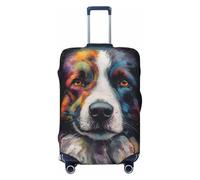 Portrait of The Happy Housse de protection élastique pour valise de voyage Motif imprimé anti-rayures, Noir , XL