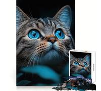 Portrait saisissant d'un Chat aux Yeux Bleus Puzzle de 1000 pièces pour Adolescents Stimule la mémoire, réduit Le Stress Découpe de qualité supérieure Cadeau précieux 50x75cm
