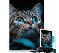 Portrait saisissant d'un Chat aux Yeux Bleus Puzzle Difficile de 1000 pièces pour Adultes Revalorisation Découpe Nette et précise Cadeau Unique 38x52cm