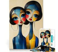 Portrait stylisé de Deux Femmes Puzzle de 1000 pièces pour Adolescents Jeu d'exercice Mental Activité à Domicile Découpe de précision Décoration Murale 50x75cm