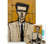 Portrait stylisé d'un Homme en Costume Puzzle de 1000 pièces pour Adultes Jeu de logique raffiné Loisirs paisibles Bords Nets Joli Cadeau 50x75cm