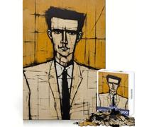 Portrait stylisé d'un Homme en Costume Puzzle Difficile de 1000 pièces pour Adultes Jeu de logique Lien Familial Découpe de précision Surprise chaleureuse 38x52cm