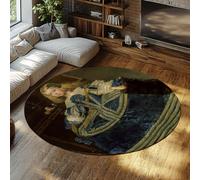 Portrait Tapis Rond Lavable 180cm Infante Margarita Teresa dans Une Robe Bleue Imprimer Tapis Circulaire antidérapant pour Salle d’étude Salle à Manger Balcon