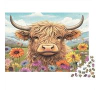 Portrait Vache Highland Casse-tête 1000 Pièces avec Couleurs Éclatantes, Jeu De Puzzle Premium pour La Décompression Et La Décoration Murale, Cadeau d'anniversaire Parfait 52x38cm/1000pcs