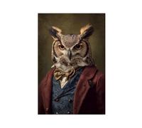 Portrait vintage de hibou_ Peinture d'oiseau de la Renaissance_ Impression d'art modifiée _ Tête d'animal Corps humain _-A_portrait_of_an_owl_dressed_in_Victorian-style-poster_2