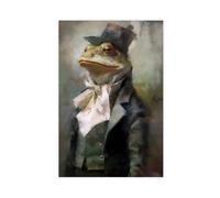 Portrait vintage grenouille, impression d'art modifiée, peinture animale de la Renaissance, tête d'animal et corps humain, portrait amusant-1