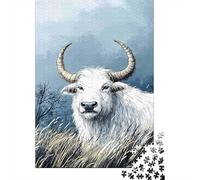 Portrait Yak Blanc 1000 Pièce Carton Extra Épais Puzzle Classique Collecteurs Impossible Difficile Défi du Jeu Éducatif 70x50cm/1000pcs