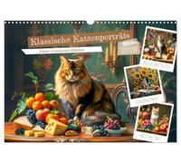 Portraits classiques de chats - Des chats dans d'opulentes natures mortes, Version française (Calendrier mural 2026 DIN A3 portrait), Calendrier CALVENDO mensuel