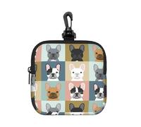 Portraits de bouledogues français à Motifs de Chiens,Pochette de Rangement carrée à Fermeture éclair, Porte-Monnaie en néoprène, Petit Portefeuille, Pochette à Monnaie, Porte-Monnaie