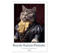 Portraits de chats royaux, Version française (Calendrier mural 2026 DIN A3 portrait), Calendrier CALVENDO mensuel