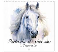 Portraits de chevaux à l'aquarelle (calendrier mural carré 2026, 30 x 60 cm (ouvert)) Calendrier double avec une page pour vos prises de notes