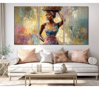 Portraits de femmes ethniques, belle peinture de femme noire africaine, impression sur toile, art mural abstrait 50 x 75 cm x 3, sans cadre