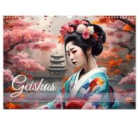 Portraits de Geishas inspirés par des hôtesses japonaises, Version française (Calendrier mural 2026 DIN A3 portrait), Calendrier CALVENDO mensuel
