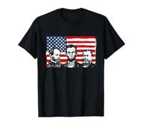 Portraits historiques du Drapeau Patriotique des dirigeants de la Guerre Civile T-Shirt Graphique avec Valeur, Homme, Noir, S