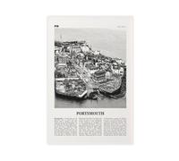 Portsmouth - Impression sur toile style rétro avec carte de la ville de Portsmouth et ciel de l'Angleterre, île de Portsea, Hampsire, Angleterre - Décoration murale moderne pour salon, chambre à