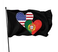 Portugal American Heart Flags Drapeau de patrouille dissuasif 3X 5Ft Banner avec œillets Décoration intérieure extérieure