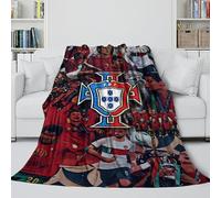 Portugal Couverture Flanelle - Football Couverture Douce Cadeau Anniversaire pour Mari/Petit Ami/Petite Amie/Voisin - Canapé Lit Extérieur Décor 60x80inch(150x200cm)