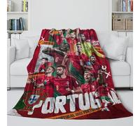 Portugal Couverture Flanelle - Football Couverture Douce Cadeau Anniversaire pour Mari/Petit Ami/Petite Amie/Voisin - Canapé Lit Extérieur Décor 80x90inch(200x230cm)