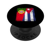 Portugal Cuba Demi Drapeau Portugais Patrimoine Cubain PopSockets PopGrip Adhésif