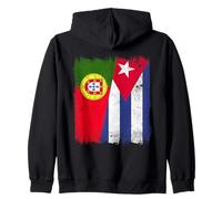 Portugal Cuba Demi Drapeau Portugais Patrimoine Cubain Sweat à Capuche