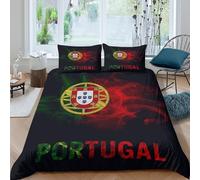 Portugal Flag Parure de Lit Imprimé en 3D Microfibre résistante 3 pièces Smoke Effect Art Housse de Couette avec Fermeture Éclair Super Douce for Hommes Enfants Single（140x200cm）