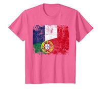 Portugal France Drapeau DE L'AMITIÉ | Portugal T-Shirt, Enfant, Rose Chiné, 8 Ans